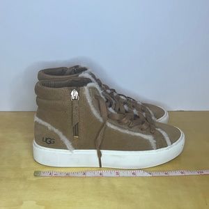 UGG Olli Heritage Sneakers Woman's Suede High-Top Zip-Up Chestnut Size US6